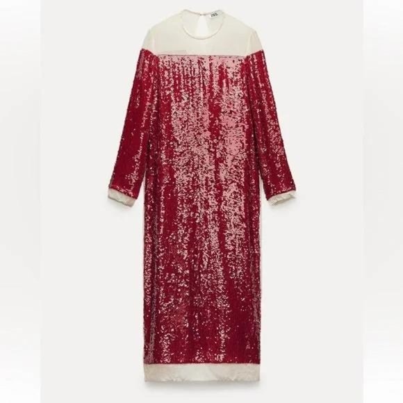 ZARA SEQUIN CHIFFON DRESS ZW COLLECTION - Picture 1 of 2